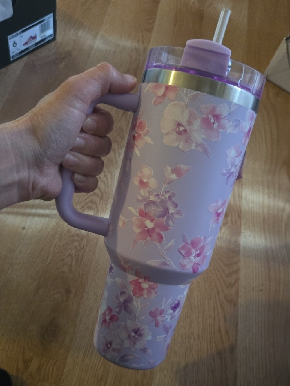 Floral Insulated Travel Mug - Lavender Purple - Picture 5 of 5